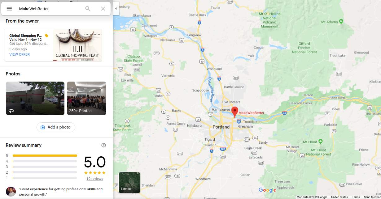 profile of makewebbetter on google my business