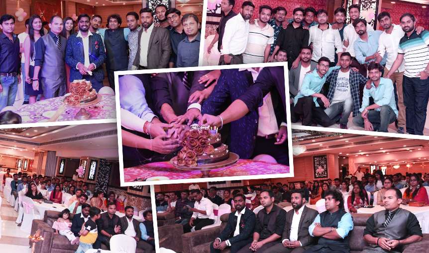 success celebration with team