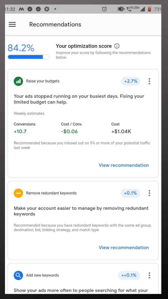 Campaigns Optimization Score
