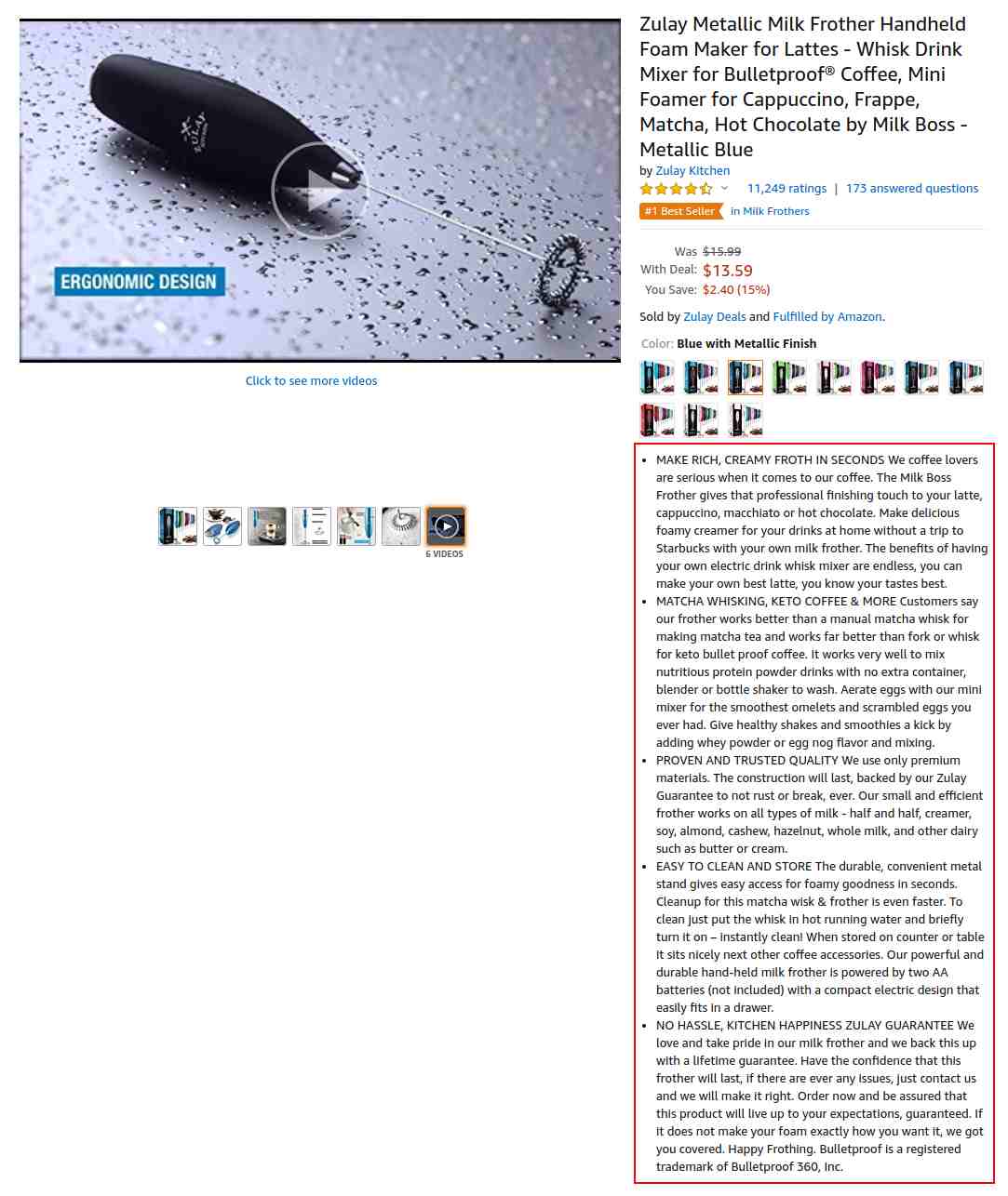 comprehensive product description and video