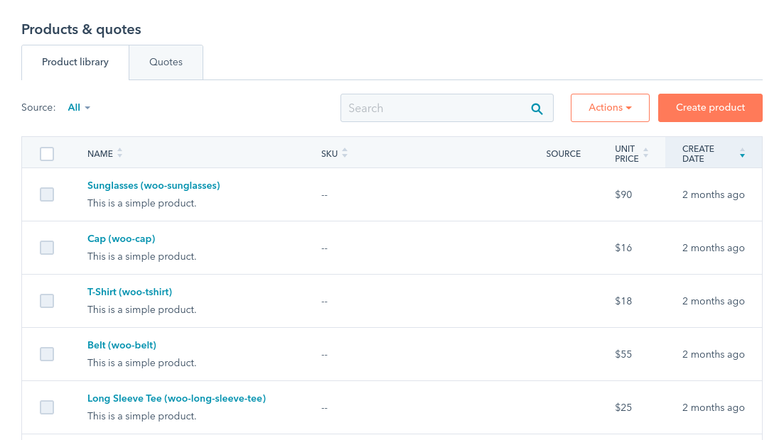 HubSpot product library