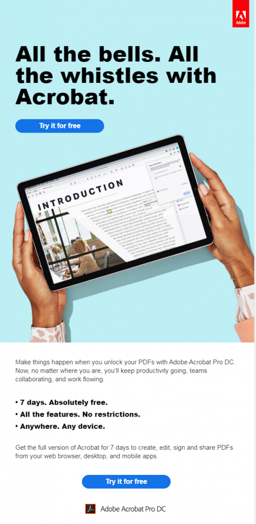 mobile optimized email example