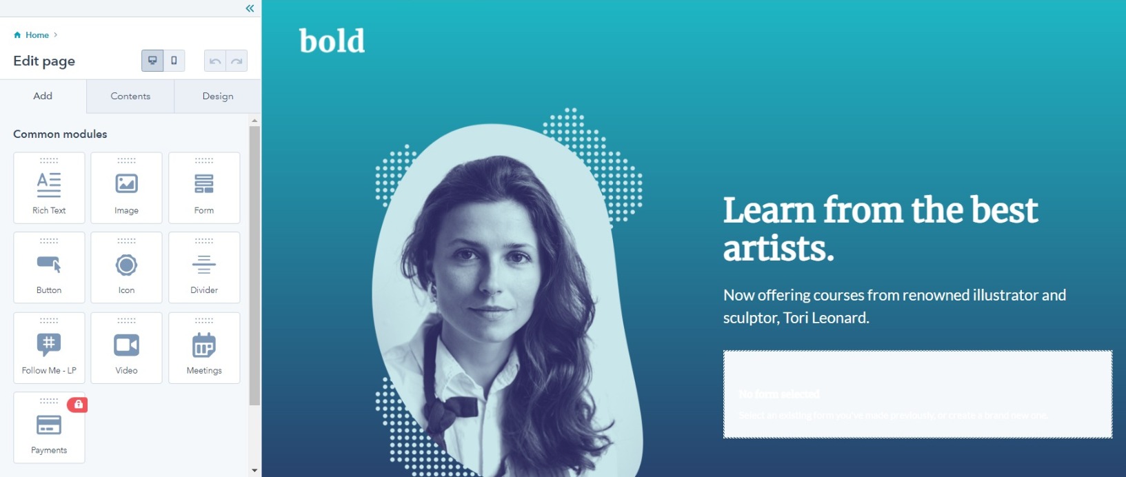 cms hub drag and drop editor