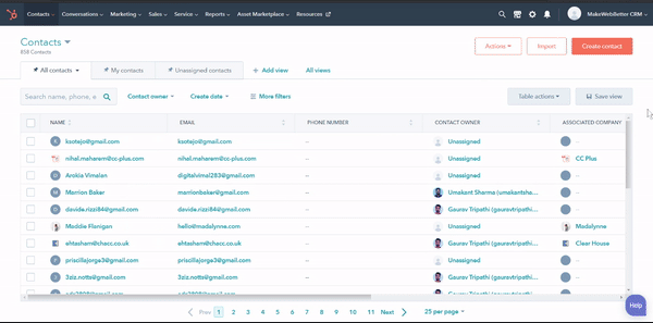 HubSpot contact manager