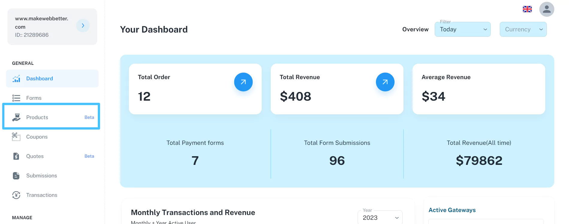formpay products section