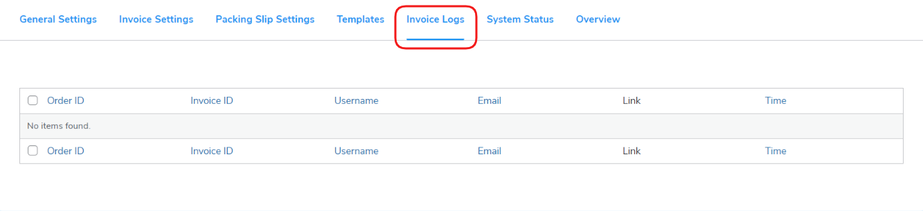 invoice logs