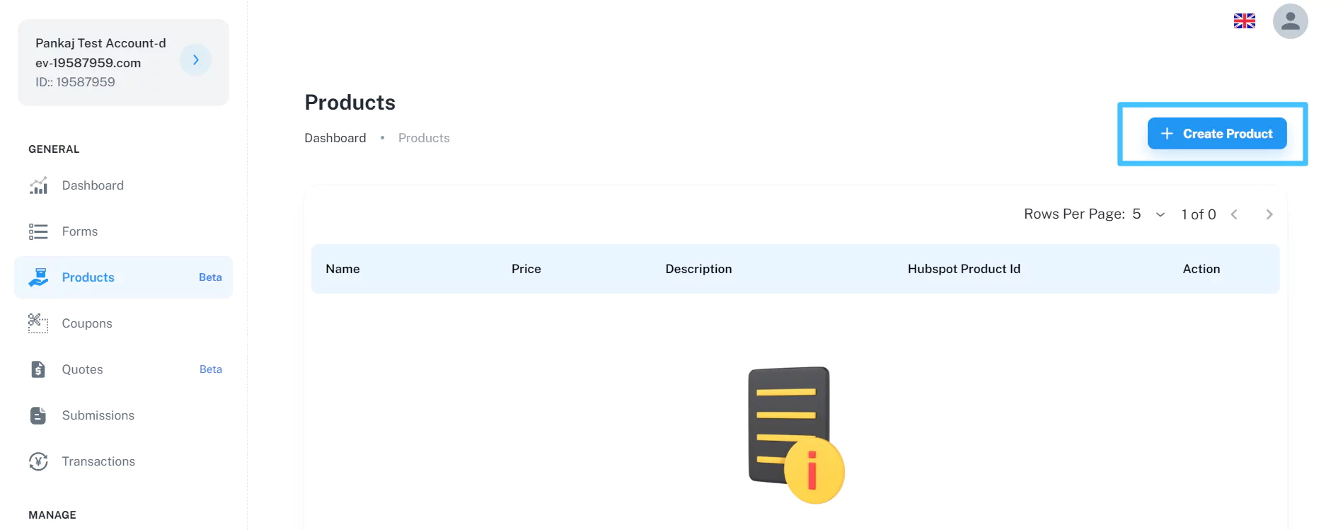 product list formpay