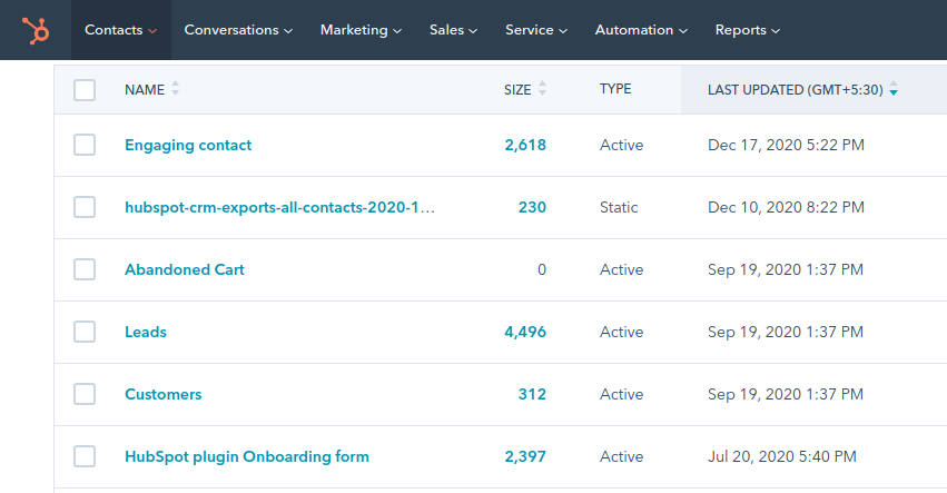 hubspot lists