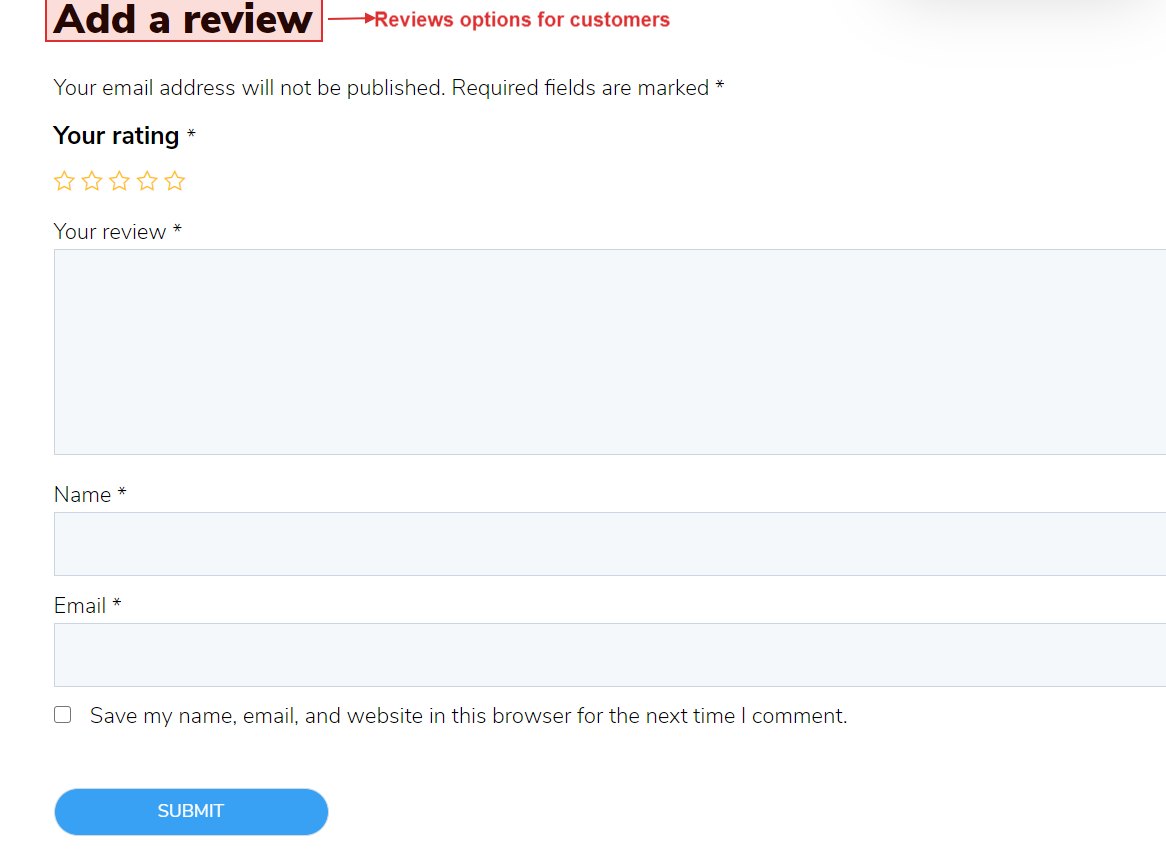 example of customer review form