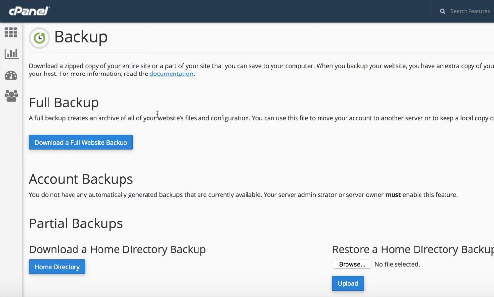 how to download full backup with cPanel