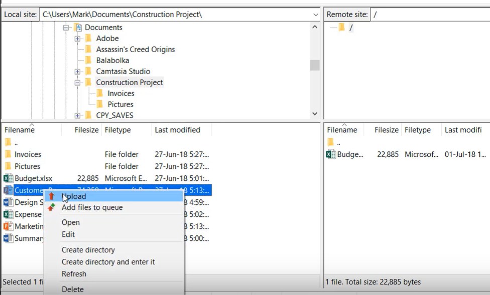 how to uplload from from Filezilla
