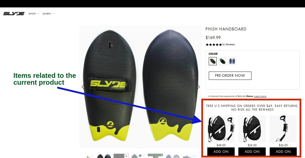 eCommerce cross-selling example