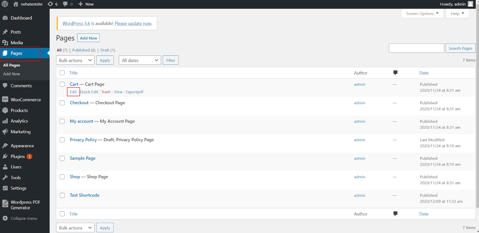 WordPress backend settings