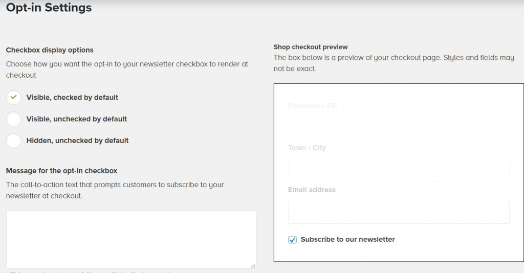 Mailchimp Opt-in settings