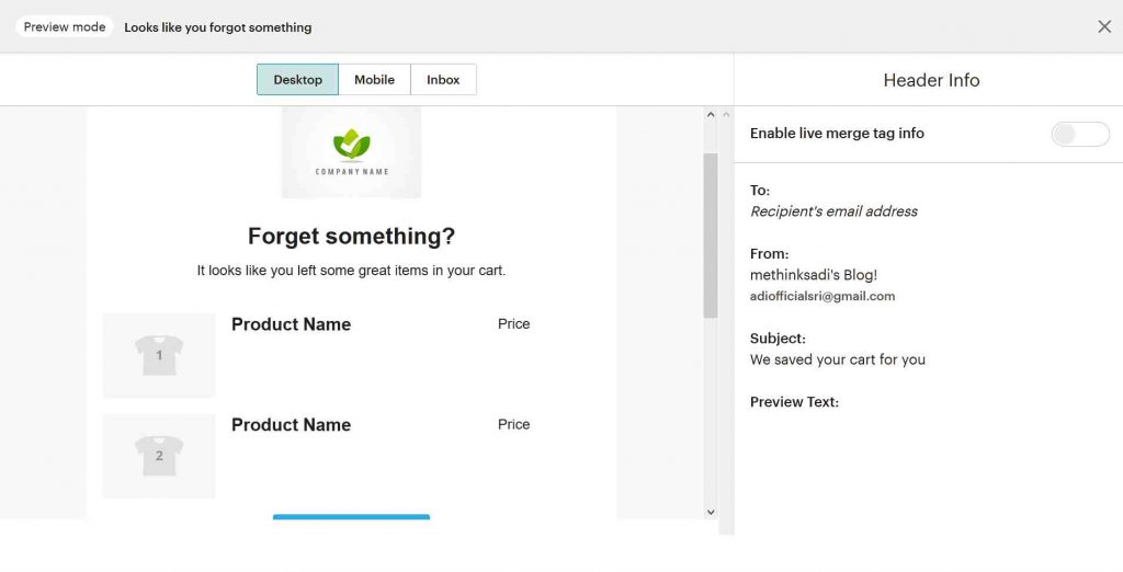Email preview