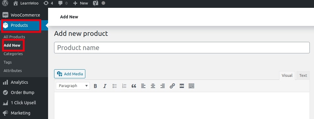 add products in WooCommerce