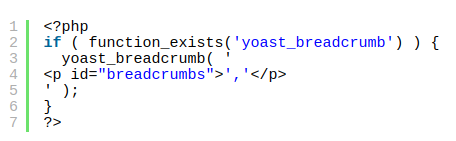 breadcrumb theme code