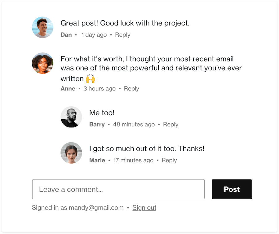 Blog Post's user-generated content