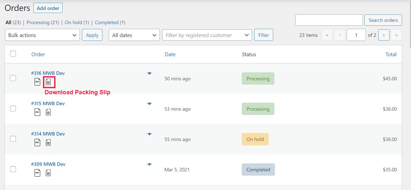 download packing slips