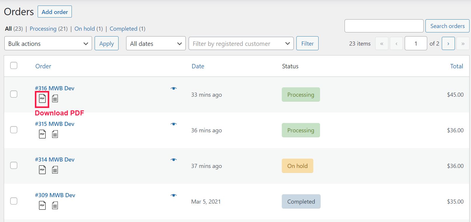 download pdf invoices