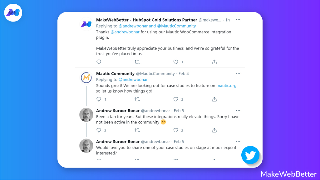 MakeWebBetter Reply on Mautic Community
