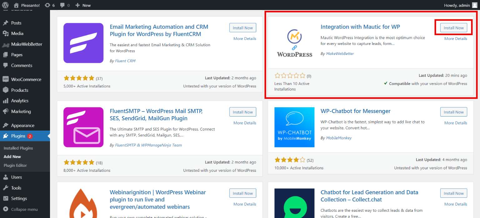 install mautic for wordpress plugin