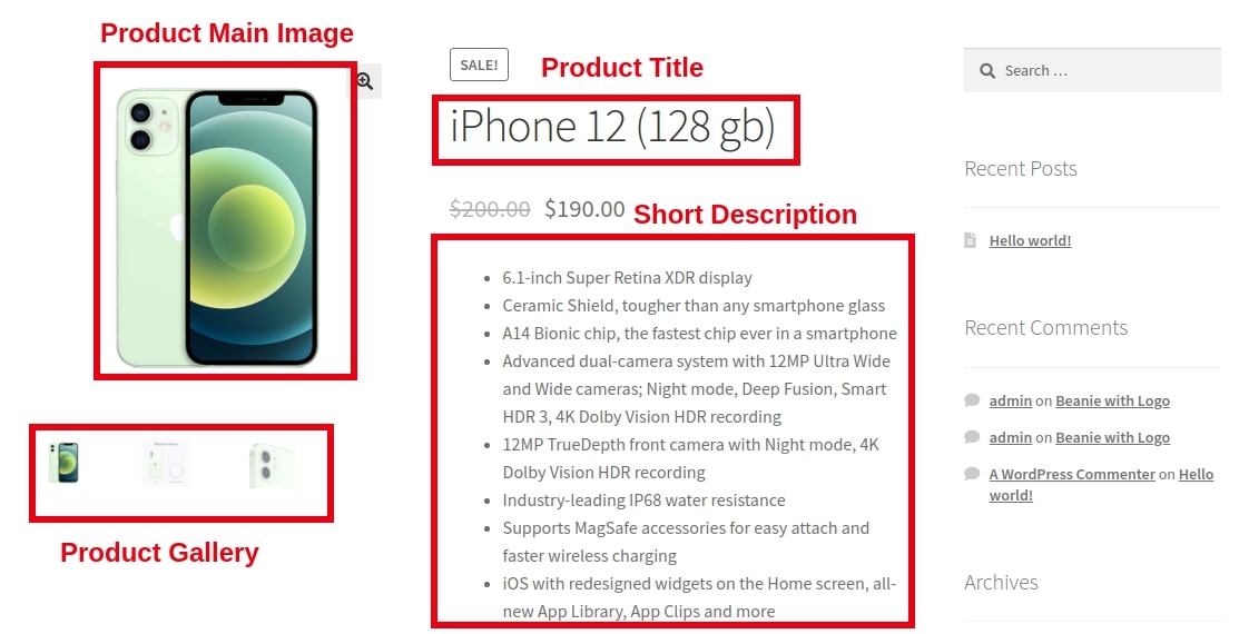 WooCommerce product page