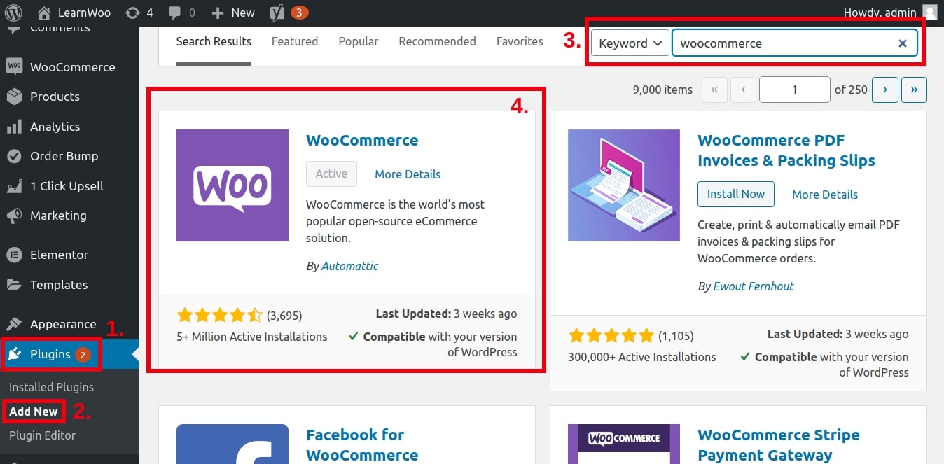 WooCommerce installation
