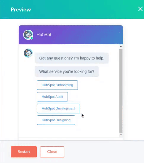 HubSpot ecommerce challenges chatflow