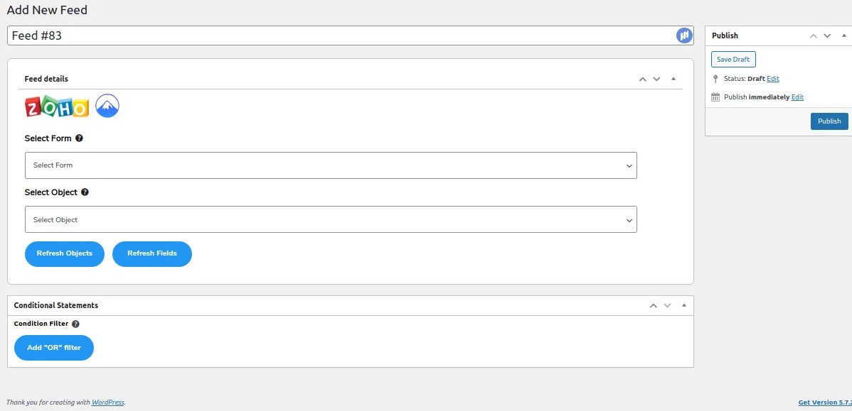 integrate zoho feeds