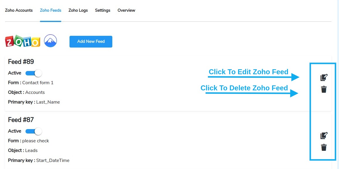 Zoho crm feeds