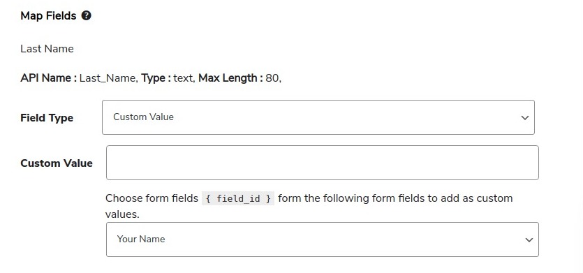 CF7 zoho fields