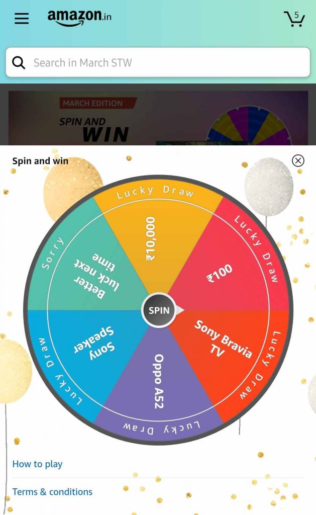 amazon spin and win gamified popup