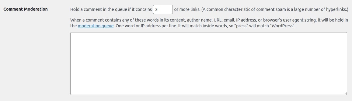 comment moderation settings