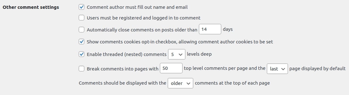 other comment settings