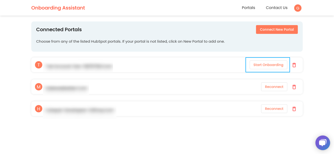 start HubSpot onboarding process
