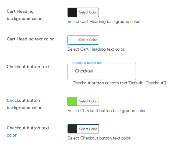 floating cart color setting