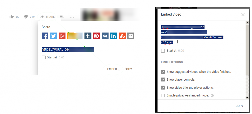embed youtube video in iframe
