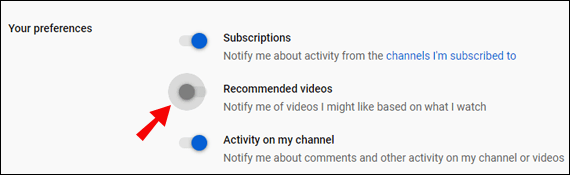 YouTube preferences setting
