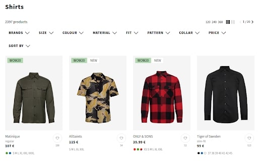 ecommerce search results