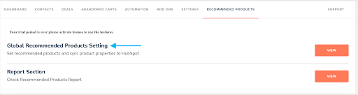 global recommendation settings