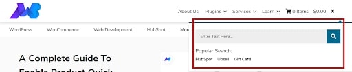 WordPress Search System bar header
