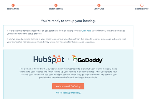 HubSpot hosting setup