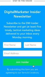 newsletter form submission CTA