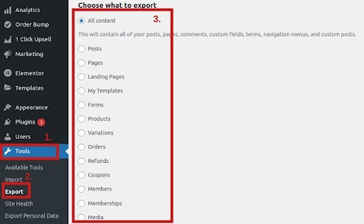 choose WooCommerce entities