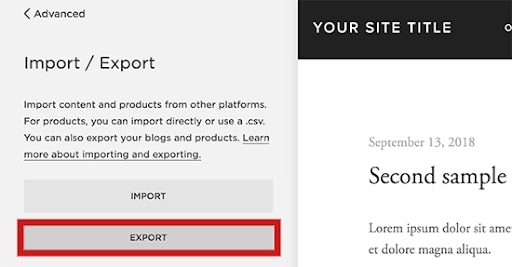 export Squarespace content