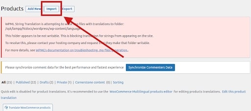 import product WooCommerce