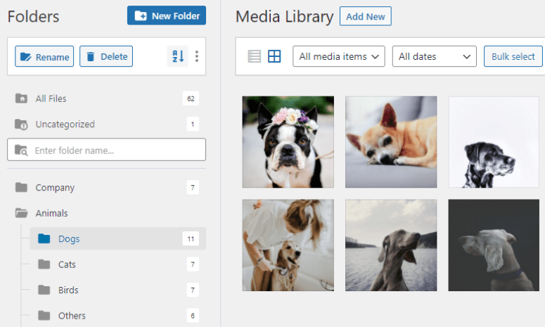 WordPress Media Library folder
