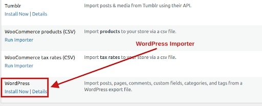 WordPress importer
