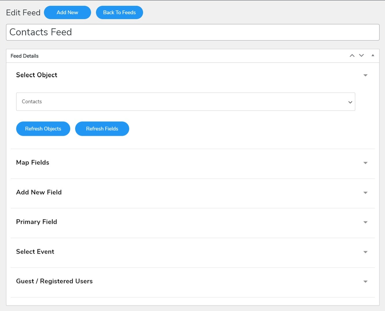 zoho feed settings